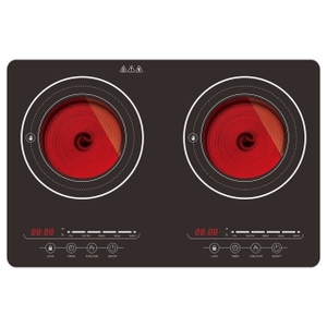 Cocina Infrarroja <span class=keywords><strong>de</strong></span> Doble Zona, 3500W, Estufa Eléctrica <span class=keywords><strong>de</strong></span> Dos Quemadores, Placa Calefactora <span class=keywords><strong>de</strong></span> Cerámica Portátil con Temporizador - Product Image 3