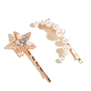 Accesorios para <span class=keywords><strong>Novia</strong></span>, Pasador de Pelo con Forma de Estrella y Luna, Horquilla para el Cabello, Tocado, Popular en Internet de Japón y Corea del Sur - Product Image 5