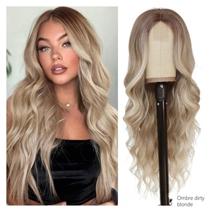 Cơ Thể Sóng Cao Cấp Sợi Tổng Hợp Thanh Lịch Thời Trang Màu Sắc Tự Nhiên Glueless Đầy Đủ HD Ren Tóc Giả - Product Image 4