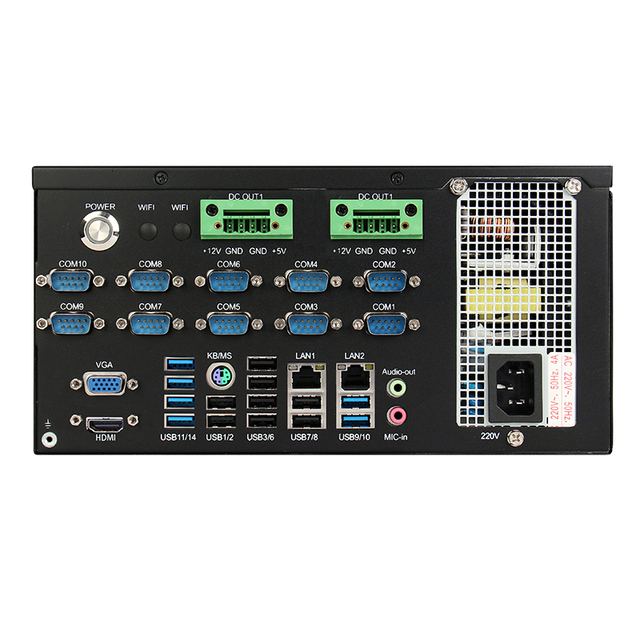 ECSUU Industrial Chassis for LGA1150 Core I7/i5/i3 (4th-9th) 10 COM 14 USB Dual Gigabit LAN for SCADA HMI IoT in Stock