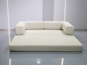 Sofá Esquinero de Chenilla, Sofá Cama Reclinable de 2 Posiciones con Funda Extraíble para Decoración de Sala de Estar - Product Image 4