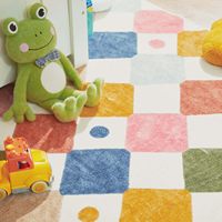 Tapis de sol moderne en diamant crème 5x7 lavable pour enfants couverture de sol intérieur antidérapant doux tapis de salon pour chambre d'enfant salle à manger chambre