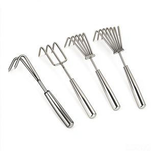 Râteau de jardin manuel en acier inoxydable avec manche métallique, 3/5/7 dents, cultivateur multi-longueurs, outil de jardinage <span class=keywords><strong>pour</strong></span> ferme, cour, plage et coquillages - Product Image 6