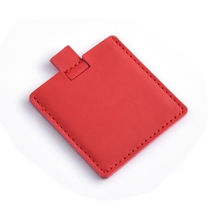 กระจกแต่งหน้าพกพาขนาดเล็กแบบขายส่ง ทำจากสแตนเลสหุ้มหนัง - Product Image 3