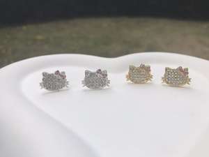 Nuovi <span class=keywords><strong>Orecchini</strong></span> a Forma di Gatto Placcati Oro con Zirconi, Gioielli Cartoon Animali, Dolci <span class=keywords><strong>Orecchini</strong></span> a Forma di Gattino <span class=keywords><strong>per</strong></span> Ragazze - Product Image 3