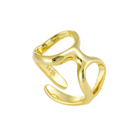 Cercle géométrique plaqué or Bijoux tendance en argent sterling 925 Anneaux ajustables pour femmes