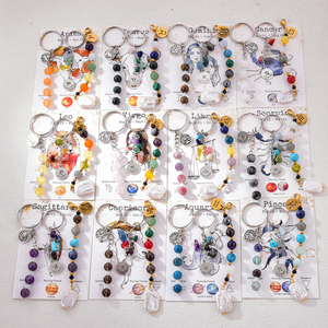 Juego de 3 uds de llaveros de acero inoxidable de cristal curativo, colgantes de moda duraderos, caja de regalo de dijes - Product Image 2