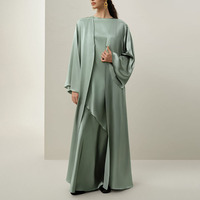 Abaya musulmane en tissu de soie acétate sur mesure haut de gamme Aschulman, élégante et luxueuse, couleur unie, abayas en soie pour femmes musulmanes