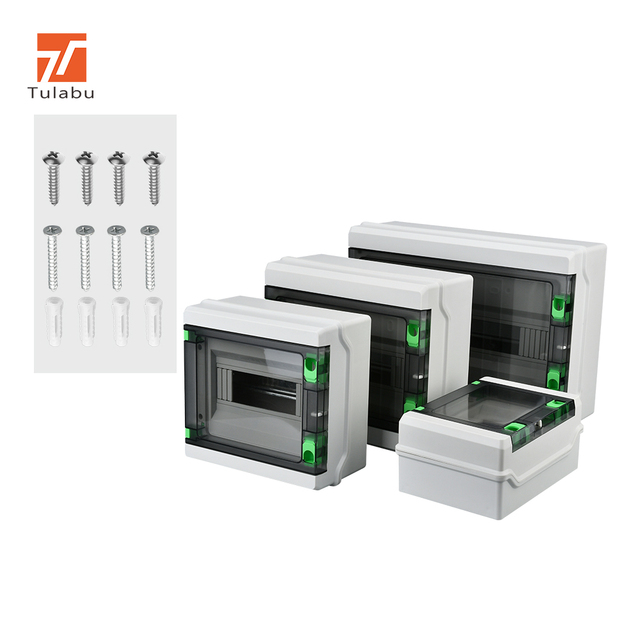 Tulabu Outdoor IP65 Waterproof Plastic Power Distribution Box Ha Series 5-9-12-18way 63A AC Surface Mount Mcb Box 6 Sockets