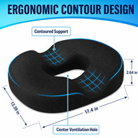 Coussin de siège en mousse à mémoire de forme noir pour soulagement des hémorroïdes et soutien du coccyx, pour chaise de bureau et voiture, lot en gros pour fournisseurs