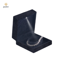 Boîte à bijoux de luxe Paclov à charnière en velours, boîte cadeau en gros avec lumière LED, emballage et présentation de bijoux