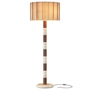 Minimalist Floor <b>Lamp</b> With Pleated Fabric Shade Led Light Source E27 Base For Hotel Rooms And <b>Studies</b> - Product Image 5