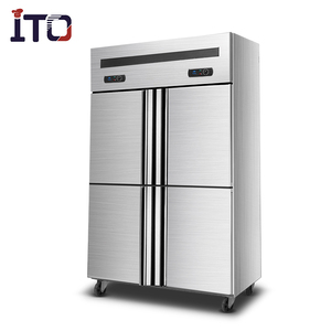 Congélateur-réfrigérateur vertical professionnel industriel en acier inoxydable à double zone 1000L 4 portes pour cuisine d'hôtel - Product Image 1