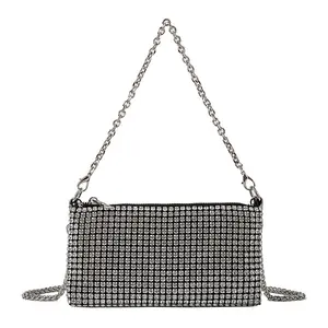 2023 New Arrival Full Rhinestone Inlaid Fashion Ladies Clutch Bag Shiny Diamond Ladies Long Wallet Portable Chain purse
