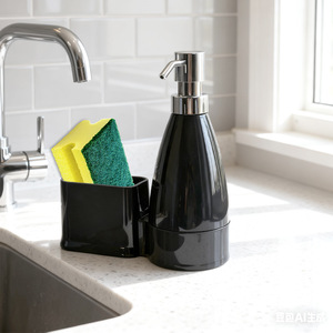 Liquid <b>Soap</b> Dispenser Plastic Manual Pump Desktop Contemporary Design - Product Image 2