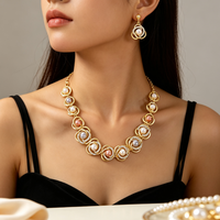 Parures de bijoux plaquées or 2026 avec perles d'imitation, collier chaîne bambou et boucles d'oreilles, accessoires de mariée, de mariage et de soirée pour femmes