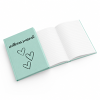 Carnet de bien-être personnalisé, couverture rigide, vert menthe, couverture souple, écriture manuscrite, motif cœur, pages lignées, OEM ODM en gros