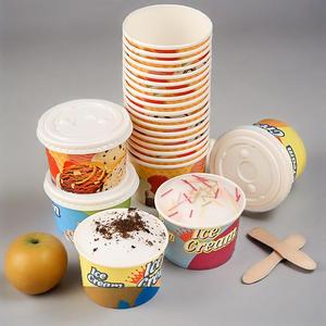 Prix de gros Bol à crème glacée jetable personnalisé Emballage de tasse de crème glacée à dessert personnalisé avec couvercle et cuillère - Product Image 6