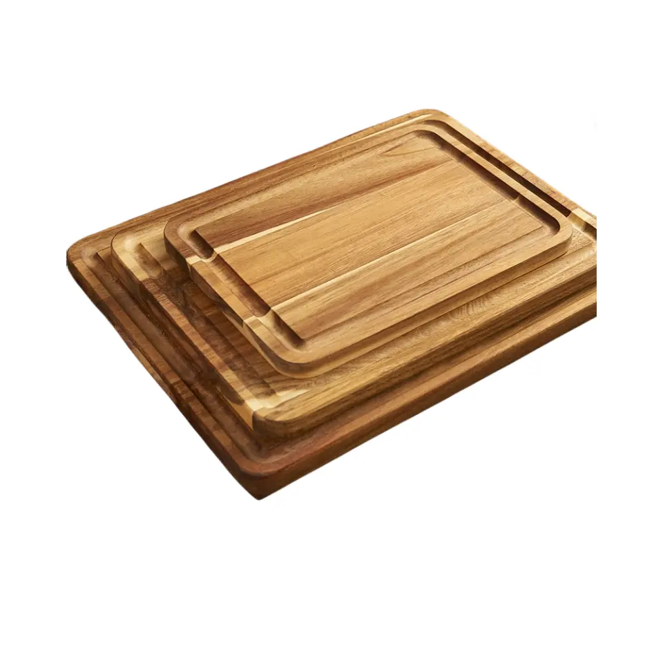 Acacia Wood Cutting Boards Large Wood Chopping Board with Deep Juice Groove Rectangle Charcuterie Boards Wooden Trays for Cheese