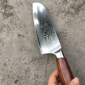 Cuchillo de chef japonés Santoku con mango de madera, cuchillo multiusos para cortar carne, verduras, frutas, para el hogar, la cocina y restaurantes - Product Image 4