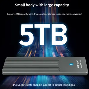 Casing TISHRI SSD M.2 NVME, penutup eksternal 10Gbps 5TB USB3.1 Tipe C ultra tipis SSD kotak Disk mendukung M Key