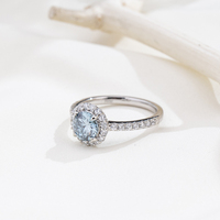 MSR-1995 Bague de luxe PT950 1.01CT Bague en diamant de laboratoire de couleur bleue de forme ronde