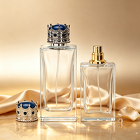 Flacons de parfum carrés en verre transparent 50ml/100ml vides avec pulvérisateur à pompe, boîte cadeau et impression sérigraphique