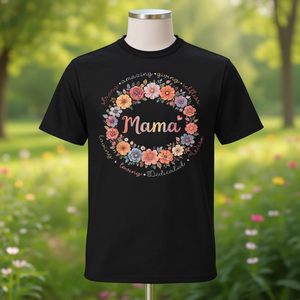 Camiseta Floral Mama para mamás, regalo del día de la madre, camiseta negra para mujer - Product Image 3