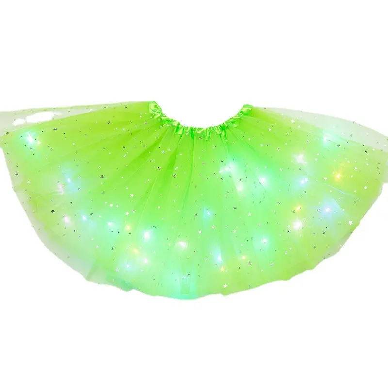 Vestidos tutu de aniversário infantil, popular, crianças, respirável, saia de tule, novo estilo, crianças, vestido tutu com luzes led