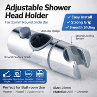 Support de fixation réglable en chrome poli pour rail de douche, glissière de douche en plastique ABS pour hôtel, appartement, villa
