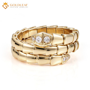 Goldleafgem Or massif 14K personnalisé, diamant de laboratoire 1-5 carats taille brillant, certifié IGI, CVD, design serpent, empilable, unisexe, luxe - Product Image 1