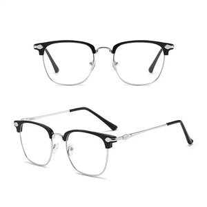 Retro nửa khung kim loại thời trang Kính đọc sách dành cho nam giới và phụ nữ chất lượng cao màu xanh Chặn ánh sáng Kính đọc sách - Product Image 4