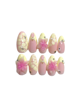 2025 nuevas <span class=keywords><strong>uñas</strong></span> de prensa francesas hechas a mano personalizadas 3D diseñador flor fresa almendra moda mujer manicura Decoración - Product Image 3
