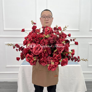 Fábrica de flores artificiales al por mayor bolas de flores de seda artificial centros de mesa bolas de flores artificiales rosas rojas de seda - Product Image 5