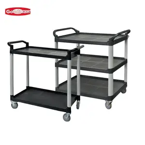  Carrito de servicio de comida de plástico de 3 niveles, equipamiento de cocina, hotel, restaurante, precios de fábrica