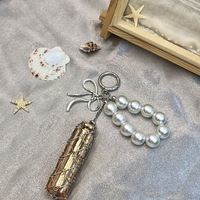 Pendentif polyvalent style Instagram, nœud perlé, rouge à lèvres, sac en maille, porte-clés en acier inoxydable, décoration de sac, DIY Niche