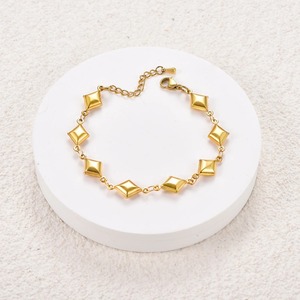 Pulsera de Acero Inoxidable Chapada en Oro de 18K, Tobillera con Cadena Prismática, Brazalete Hecho a Mano con Dijes, Joyería para Mujer - Product Image 4