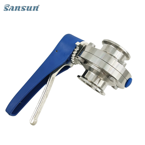 3インチ三クローバーバタフライバルブ,衛生ステンレス鋼SS304 SS316Lプラスチックグリッパーハンドル付き - Product Image 3