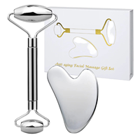 Outil de soin de la peau personnalisé Gua Sha et rouleau facial, rouleau facial, outils de massage du visage, outils de soin de la peau, acier inoxydable 304 Gua Sha