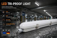 Luminaire LED Tri-Proof 18W 140lm par Watt IP65 IK08 CE ERP RoHS Garantie 5 ans Boîtier PC Blanc Naturel SMD2835 4000K CRI80