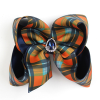 Oferta Especial: Lazos para el Cabello de Niñas de 4.5'' con Diseño de Pavo de Acción de Gracias, con Clip y Diadema, con Diamantes de Imitación y Estampado a Cuadros para Otoño