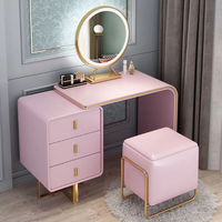 Table de toilette moderne Simple, ensemble de miroir, chaise douce, coiffeuse avec miroir Led