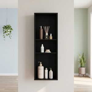 ชั้นวางของในห้องน้ำแบบฝังผนัง 3 ชั้น รุ่น <span class=keywords><strong>Neodrain</strong></span> ขนาด 30x12 นิ้ว ดีไซน์ทันสมัย ทนทาน สีดำด้าน ไม่ต้องใช้กระเบื้อง - Product Image 4