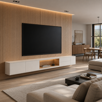 Mueble de TV Flotante Moderno y Minimalista Personalizado con Almacenamiento en la Base y Soporte para Dibujos