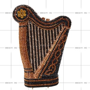 Bolso de Noche Elegante para Mujer con Pedrería Brillante en Forma de Arpa, Cartera de Mano de Lujo con Cristales de Arpa Cautivadores para Conciertos y Eventos - Product Image 6