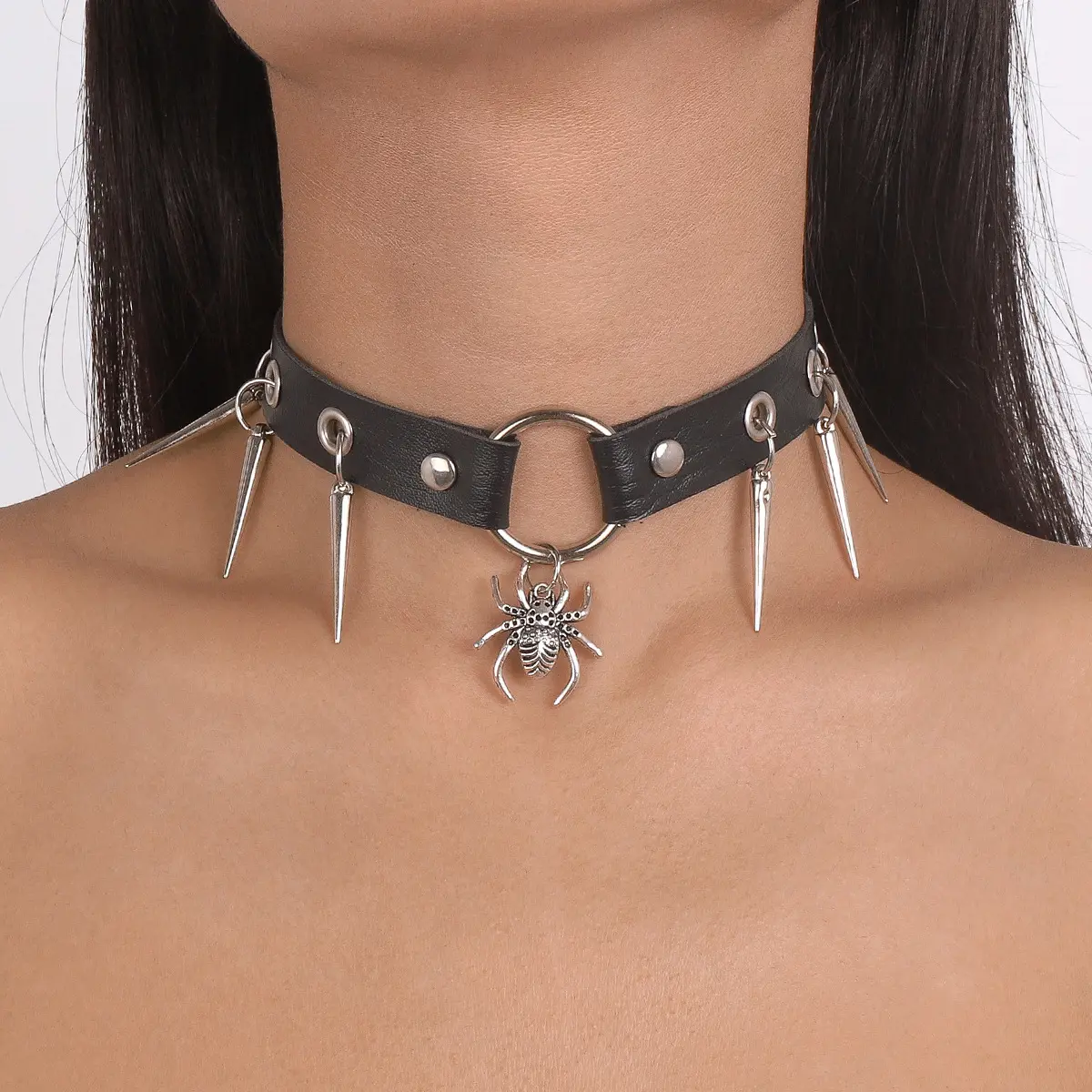 Punk Rock Van Choker Gothic Pu Leather Necklace Hip Hop Metal Snake Necklace Rivet Bound Collar Hot-Selling Necklace