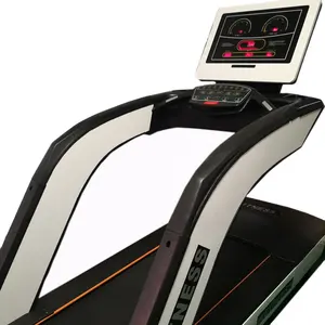 Treadmill olahraga Gym menggunakan mesin lari kebugaran baru listrik casing kayu baja layar LCD OEM uniseks komersial HR genggam