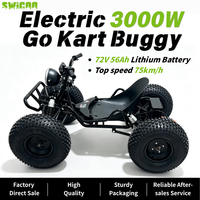 Kart à pédales électrique SWICOO 3000W 72V 56AH monoplace, buggy 4 roues tout-terrain, quad 3KW, mini kart de course