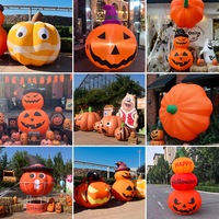 Petit chapeau de sorcière gonflable d'Halloween en forme de citrouille, visage de dessin animé, publicité personnalisée, étanche, alimenté par USB, durable pour fête de jardin