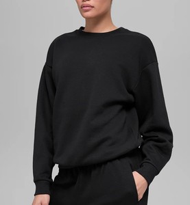 Sweat-shirt col rond lavé unisexe pour femme, couleur unie, collection automne - Product Image 2